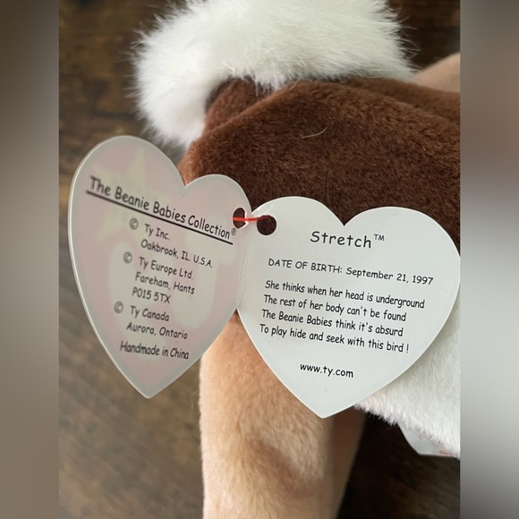 Ty Beanie Baby * Stretch the Ostrich * Date of birth: September 21, 1997 * - Picture 2 of 7